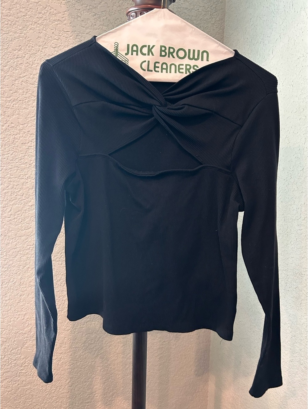 Abercrombie & Fitch Soft A&F Collection Black Long Sleeve Twist Front Top Large